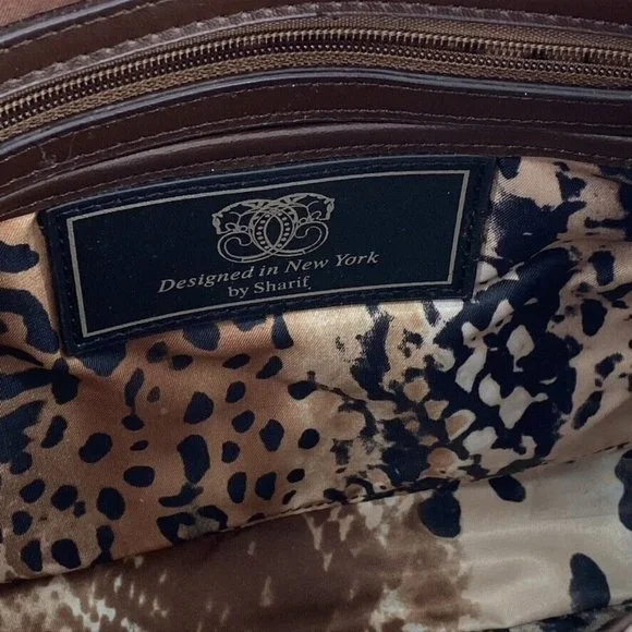 Vintage Sharif Handbag Crossbody Shoulder Purse Africa Jungle Embroidery Leather - Picture 10 of 12